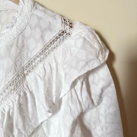 LOFT White Ruffled Button-Up Blouse - Picture 2 of 11